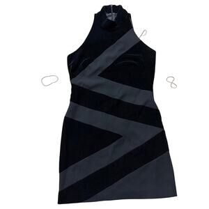 Laundry by Shelli Segal Vintage 90s  black velvet sleeveless mini cocktail dress